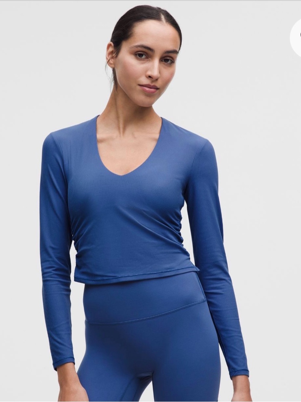 All It Takes Ribbed Nulu V-Neck Long-Sleeve Shirt B-D Cups 10 Brilliant Blue